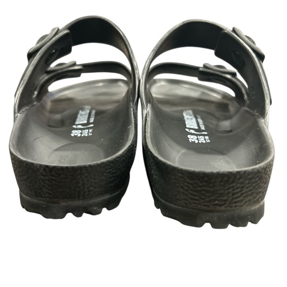 Birkenstock Arizona Sandals Black Leather Double Strap Size 38 EU 7-7.5 US - Picture 7 of 8